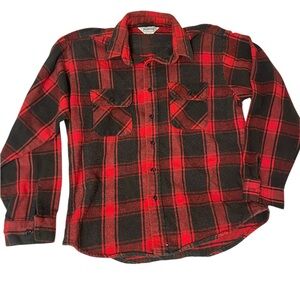 Vintage 1950’s Buffalo Check Wool Flannel Shirt 5 Brothers Made In Usa Large